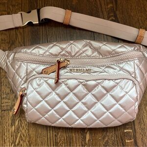 MZ Wallace Pale Rose Gold Metallic Metro Sling